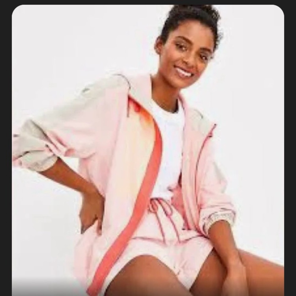 Lou & Grey Colorblock Wanderweave Windbreaker Jacket Frosted Pink XL